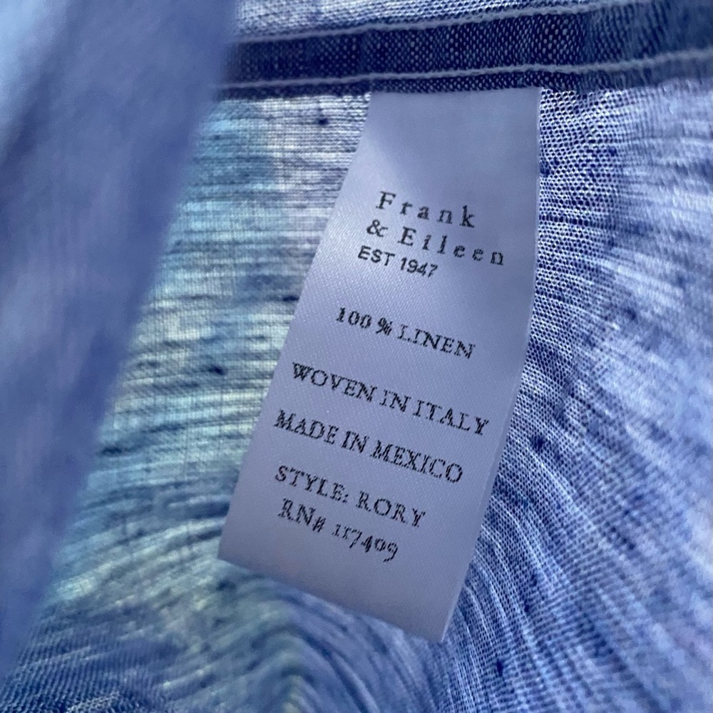 Frank & Eileen Rory Long Sleeve Linen Shirtdress dress Size: M FAMOUS BLUE - Picture 7 of 14